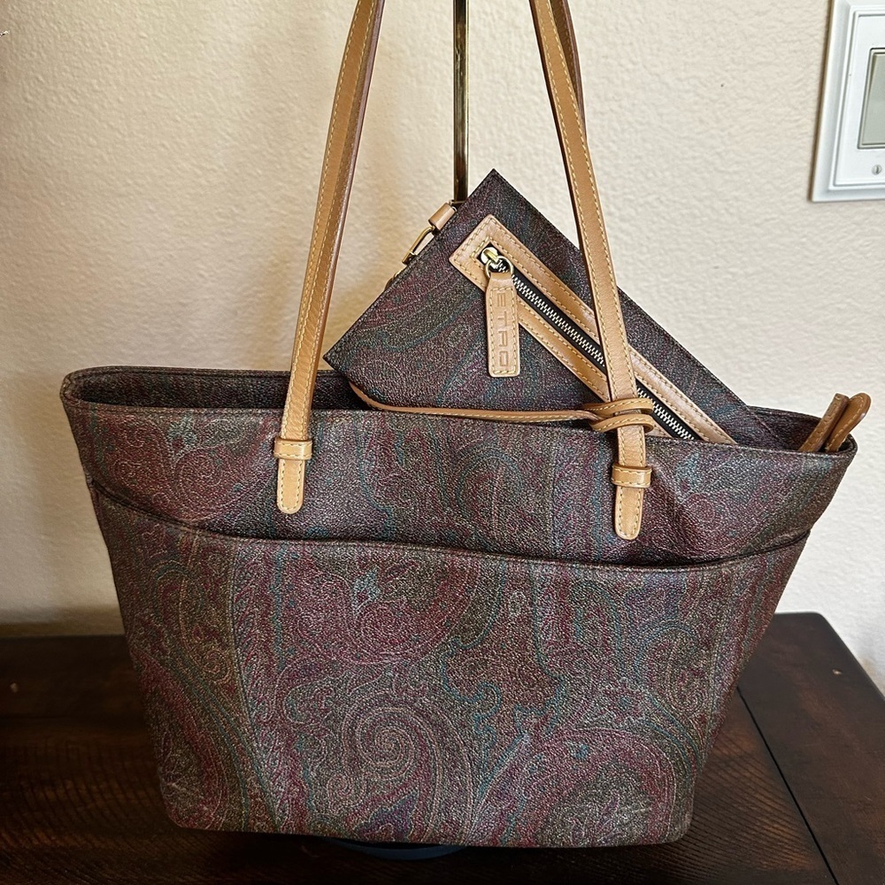 Etro Milano Paisley Tote Bag and Wristlet Wallet Set